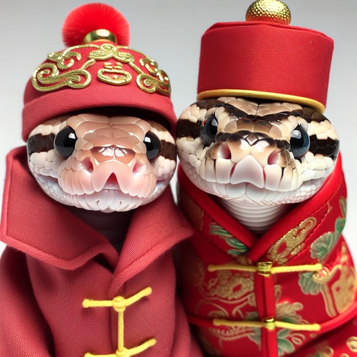 Adorable Baby Snakes in Chinese New Year Attire