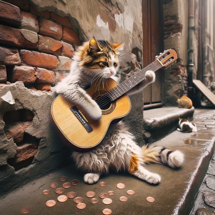 Street Cat Strumming Guitar: A Musical Alley Tale