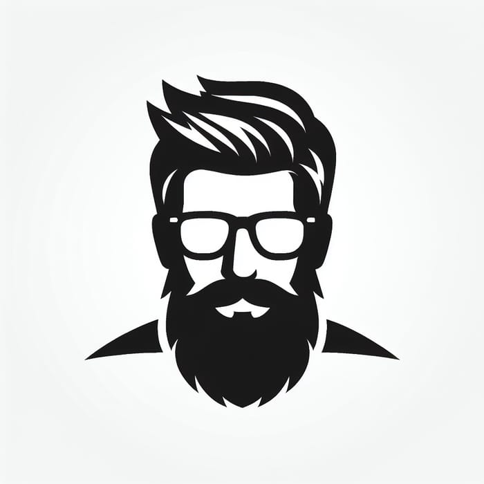 Minimalist Bearded Man Silhouette Logo Design