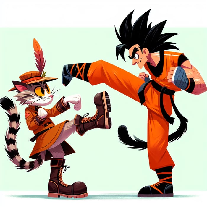 Battle of the Feline Warrior: Puss in Boots challenges Goku