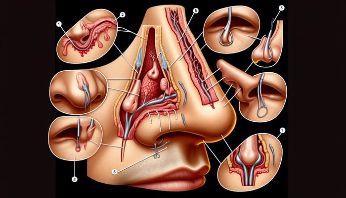 Nose Surgery for Drooping Columella - Medical Illustration