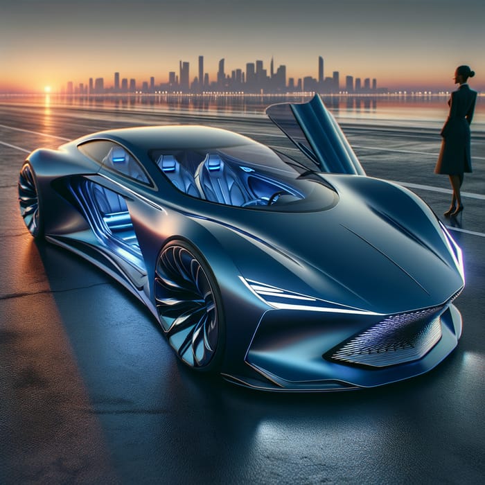 Sleek Futuristic Concept Car in Metallic Blue | Aero Design