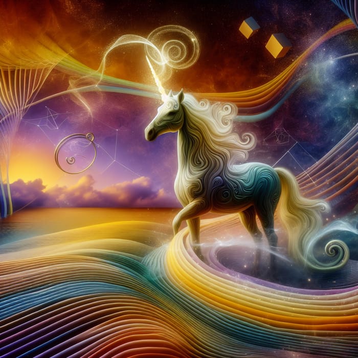 Dreamy Unicorn in an Abstract World