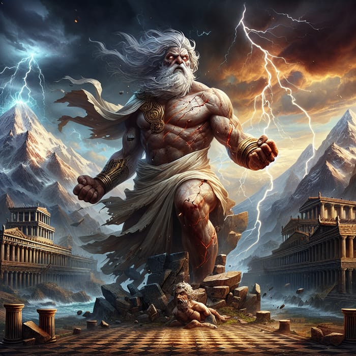 Zeus in Age of Mythology: Powerful Deity Pose on Mount Olympus