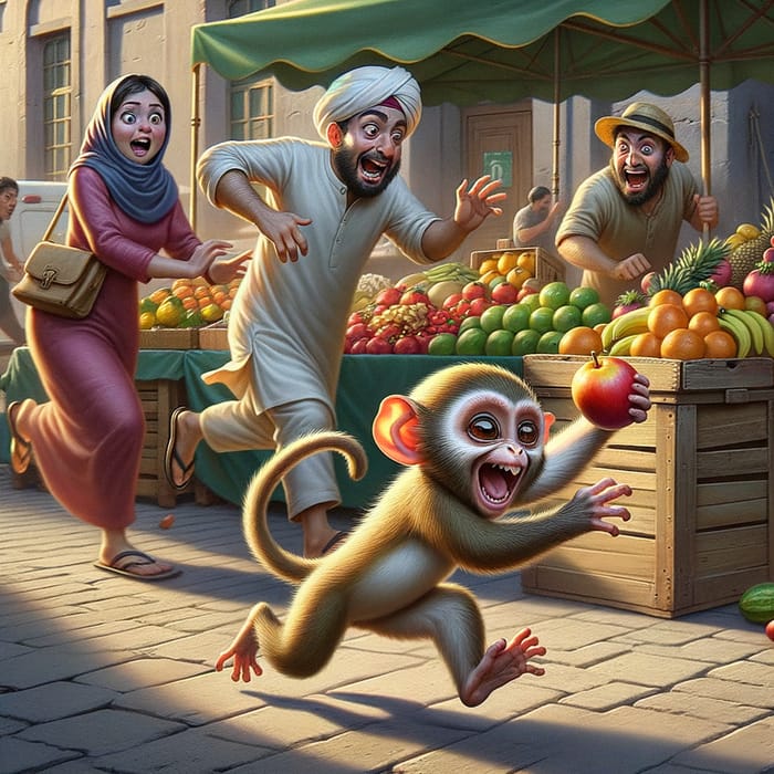 Cheeky Monkey Stealing Food | Fun Market Chase Scene