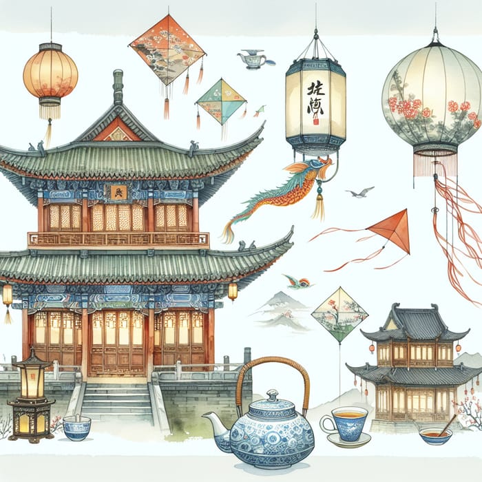 Chinese Cultural Charm | Traditional Watercolor Art