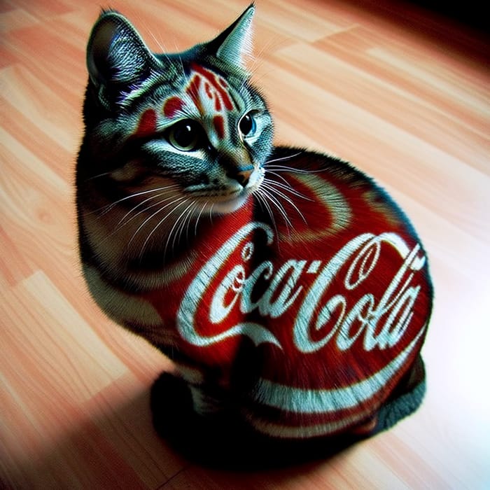 Coca-Cola Cat: Feline with Coke Logo-Imprinted Fur