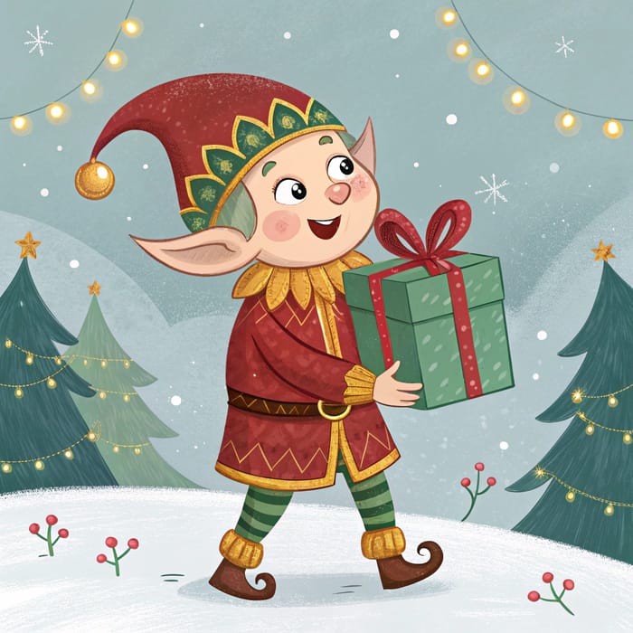 Charming Rich Christmas Elf Illustration