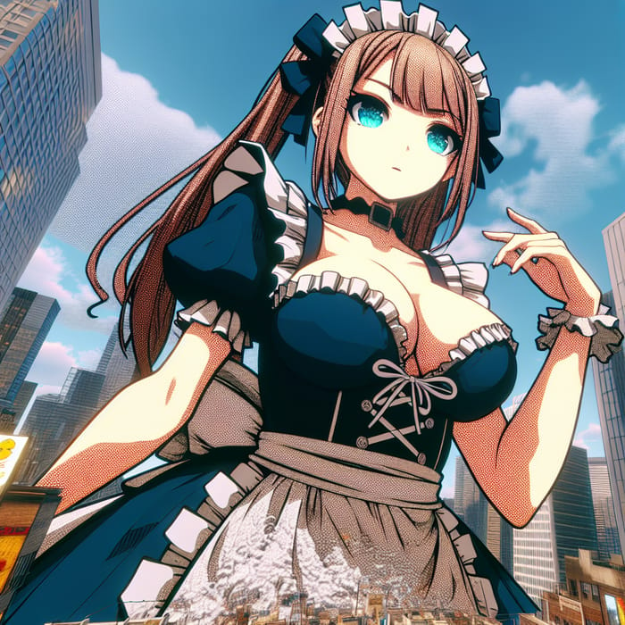 Giantess Anime Maid: Comic Book Style Artwork