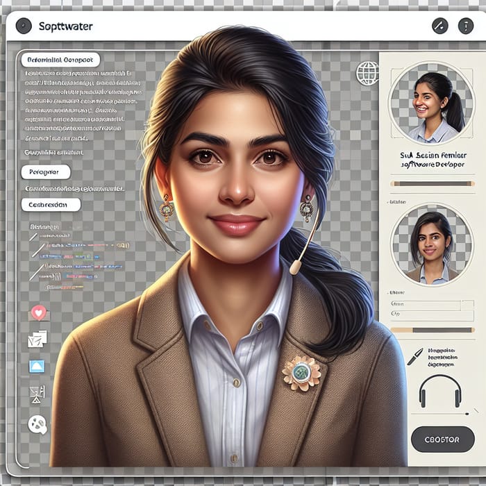 Modern Female Developer Avatar | Confident Tech-Themed Image