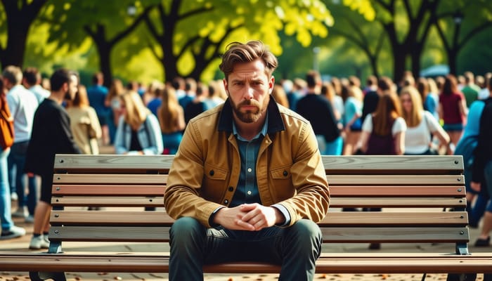 Lonely Man in a Park Bench | Find Solitude