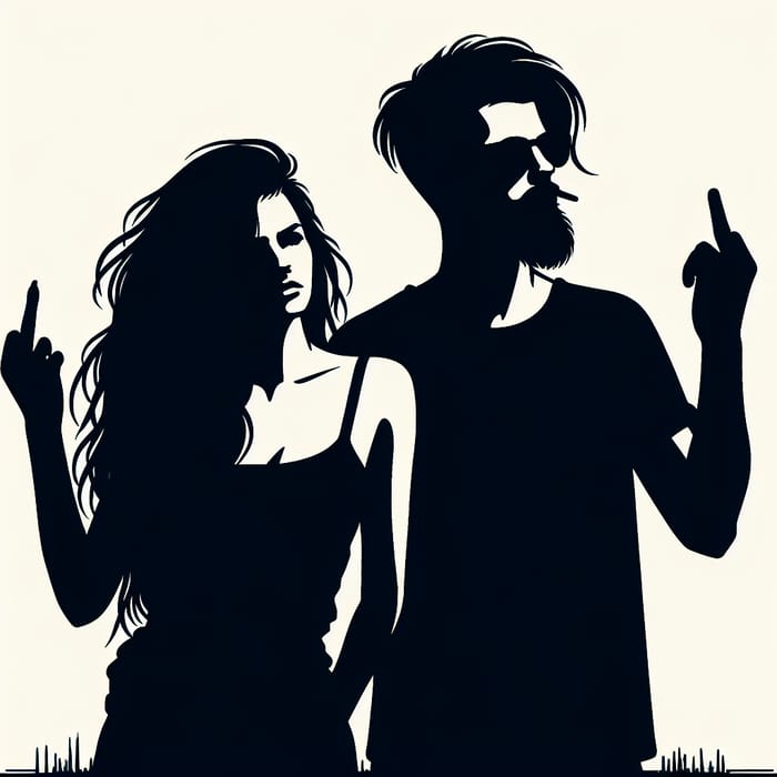 Silhouette couple expressing bold attitude