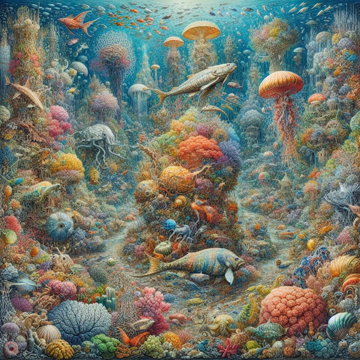 Vibrant Underwater Dreamscape: Marine Life in Focus