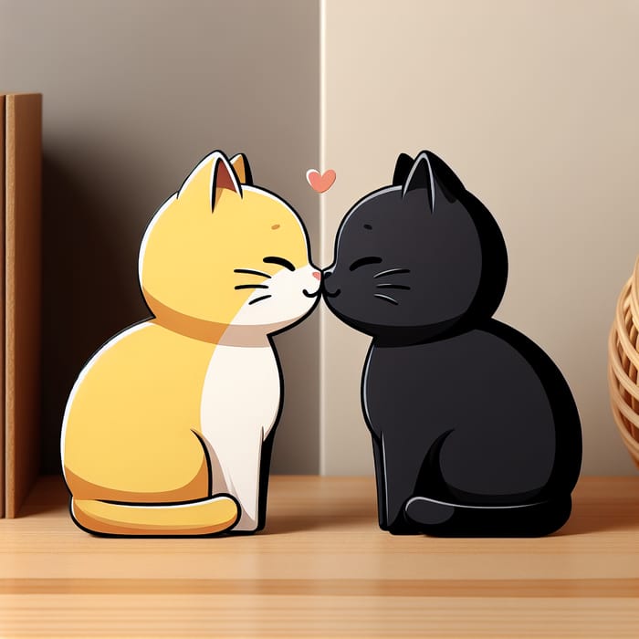 Tender Moments: Yellow & Black Cats Kissing