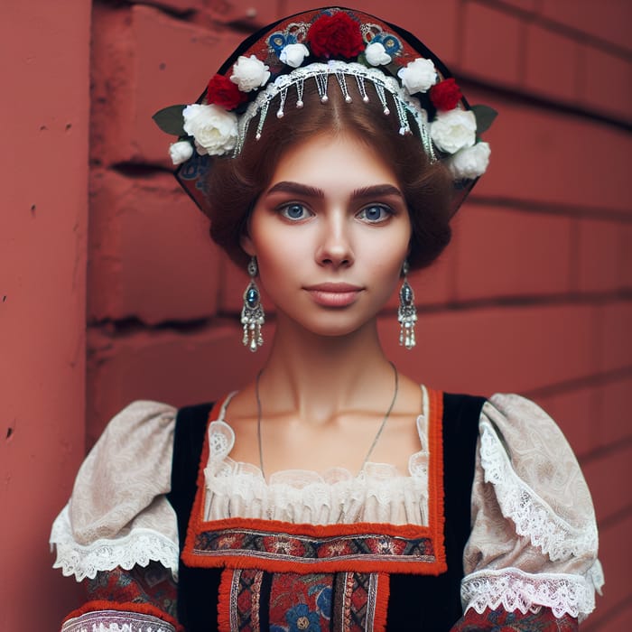 Russian Politician in Women's Traditional Dress