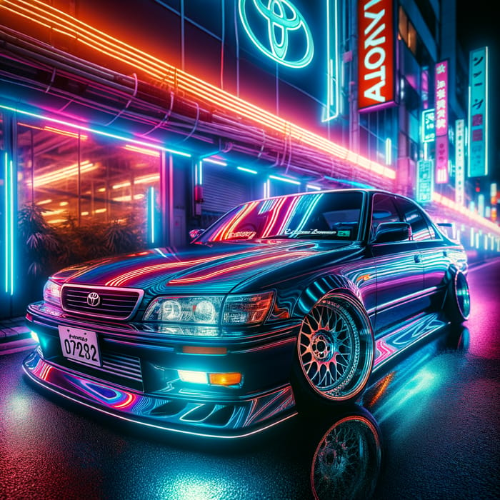 Tuned Toyota Chaser JZX90 on Neon Background