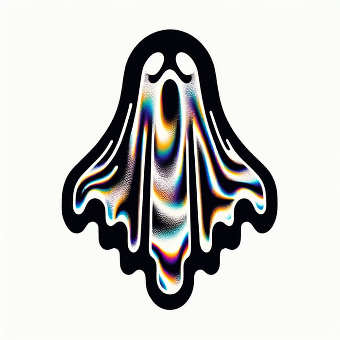 Black & White Ghost Stencil: Eerie Holographic Interior