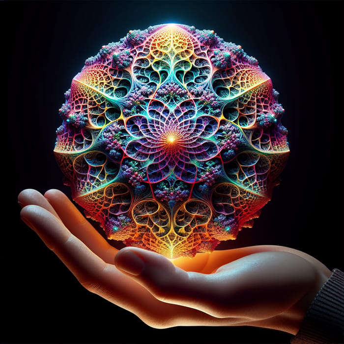 Vibrant Geometrical Fractal Held in Hand