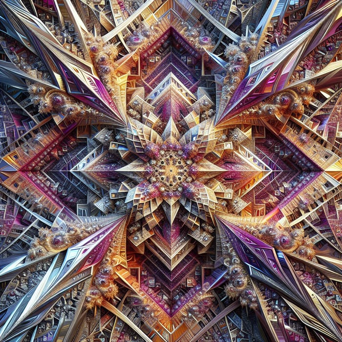 Colorful Metallic Geometrical Fractal Image | Vibrant Design