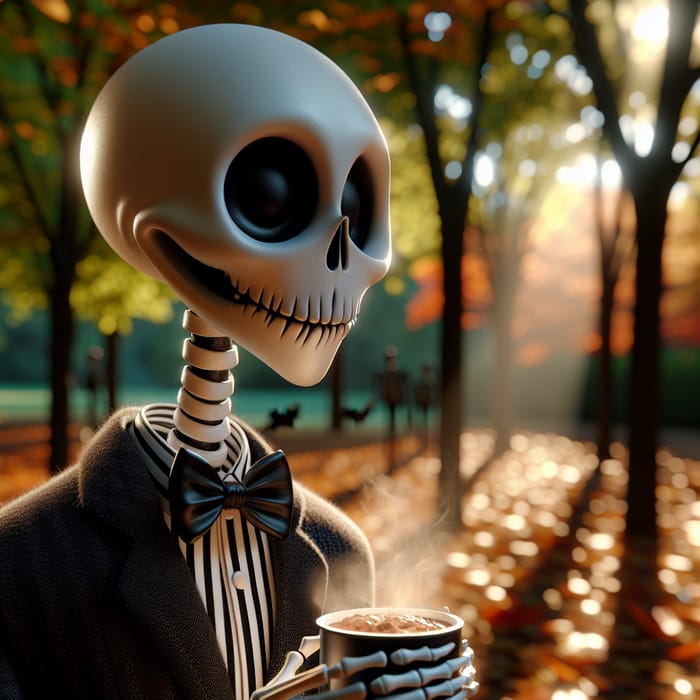 Jack Skellington's Cozy Autumn Day Scene