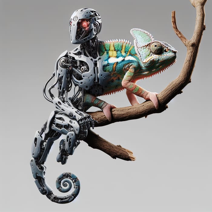 Half Cyborg Chameleon on Realistic Branch