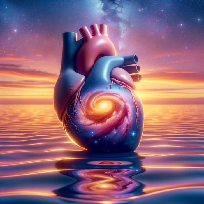 Heart & Galaxy Serene Sunset Scene