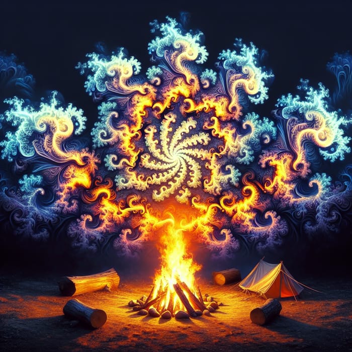 Twilight Campfire Transforms into Enchanting Fractal Art