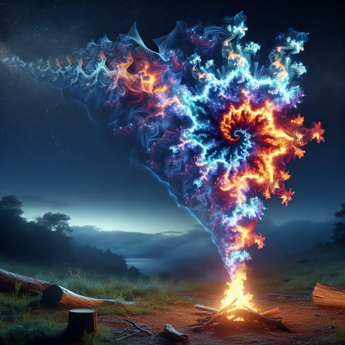 Smoke Evolves into Vivid Fractal Colors