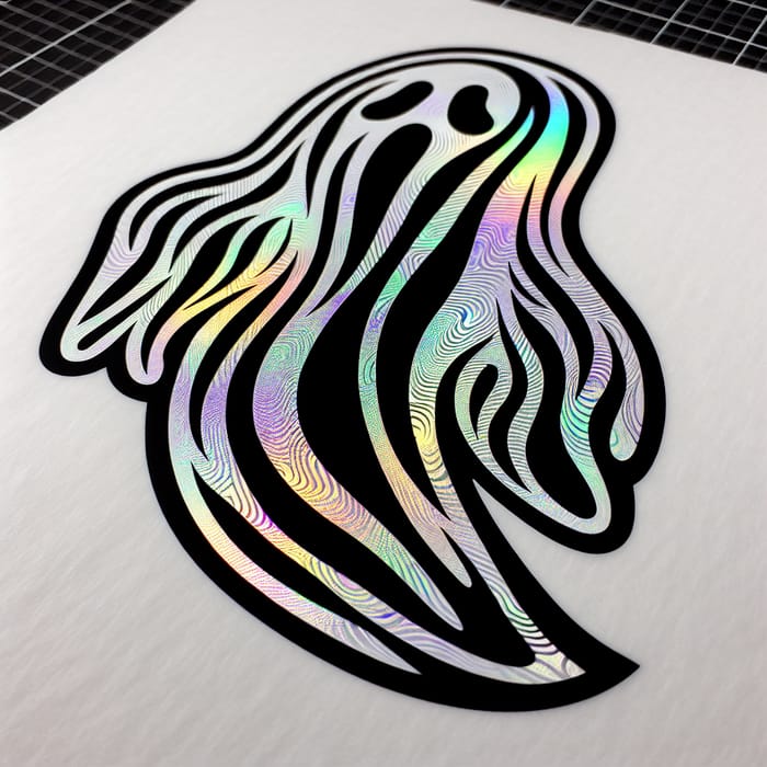 Intriguing Black and White Ghost Stencil with Holographic Interior