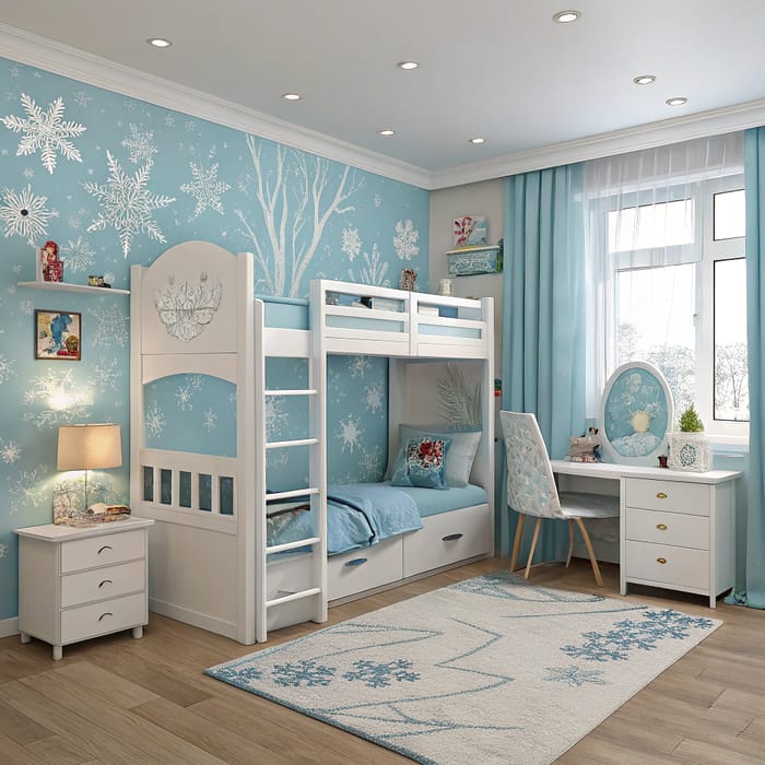 Elsa-Themed Kids Room Design with Bunk Bed