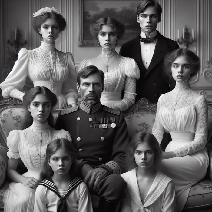 Romanov Family Portrait: Elegance of Early 20th Century