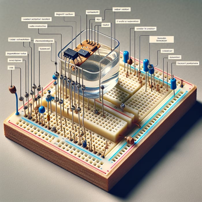 Water Level Indicator Transistor Circuit on Breadboard