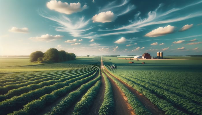 Beautiful Agriculture Field Under Clear Blue Sky