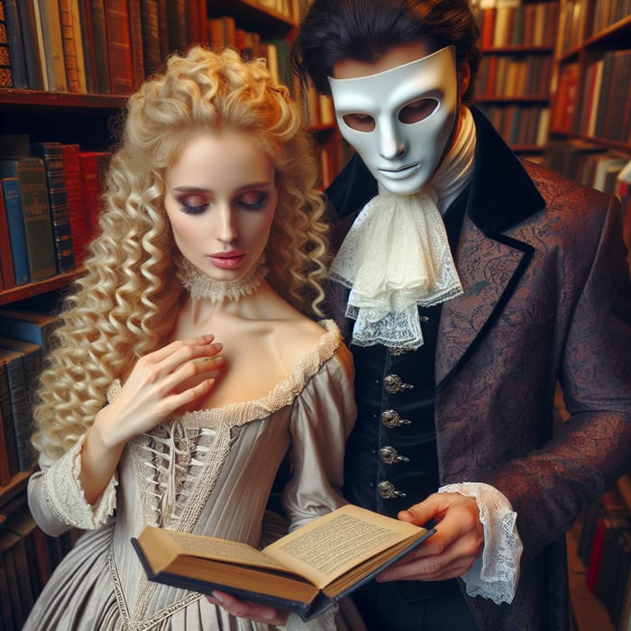 Blonde Woman & Mystery Man Explore Bookshop