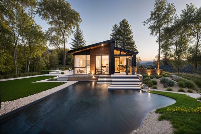 Stunning Modern Porch with Columns and Garage