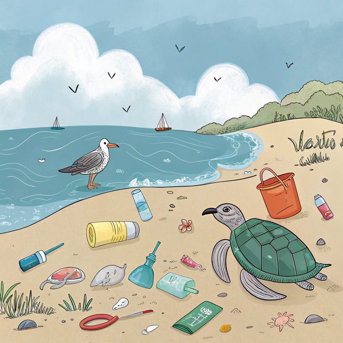 Stop Plastic Pollution: Kids' Drawing