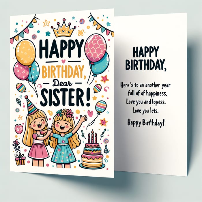 Printable Birthday Card for Older Sister - Heartfelt Design