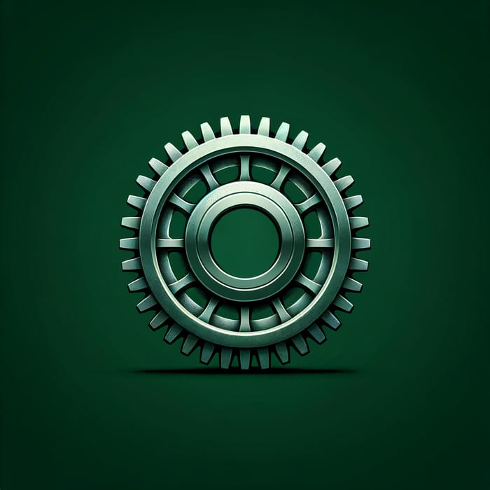 Steel Gear on Vibrant Green Background