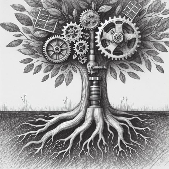 Biomechanical Tree: A Fusion of Nature and Machinery