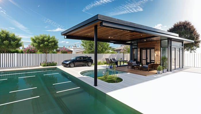 Stylish Carport with Spacious Verandah Design