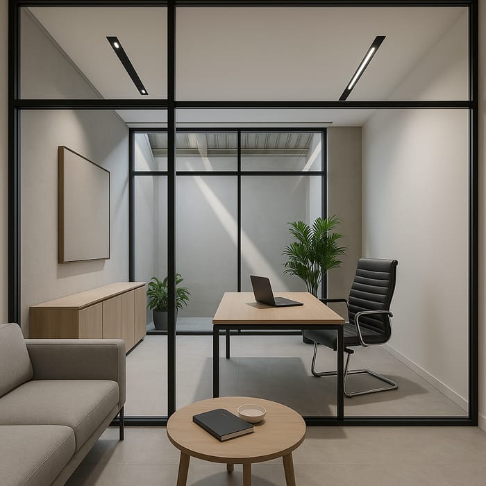 Modern Boss Cabin Design with Waiting Area Modern Boss Cabin Design with Waiting Area
