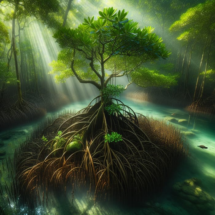 Tranquil Mangrove Tree Scene: Underwater Forest Beauty