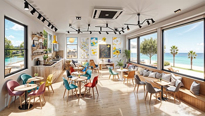 Charming Summer-Themed Coffee Shop Interior Design