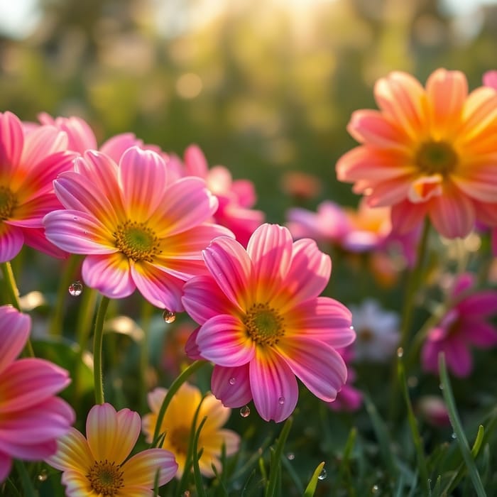 Joyful Vibrant Flowers in Full Bloom