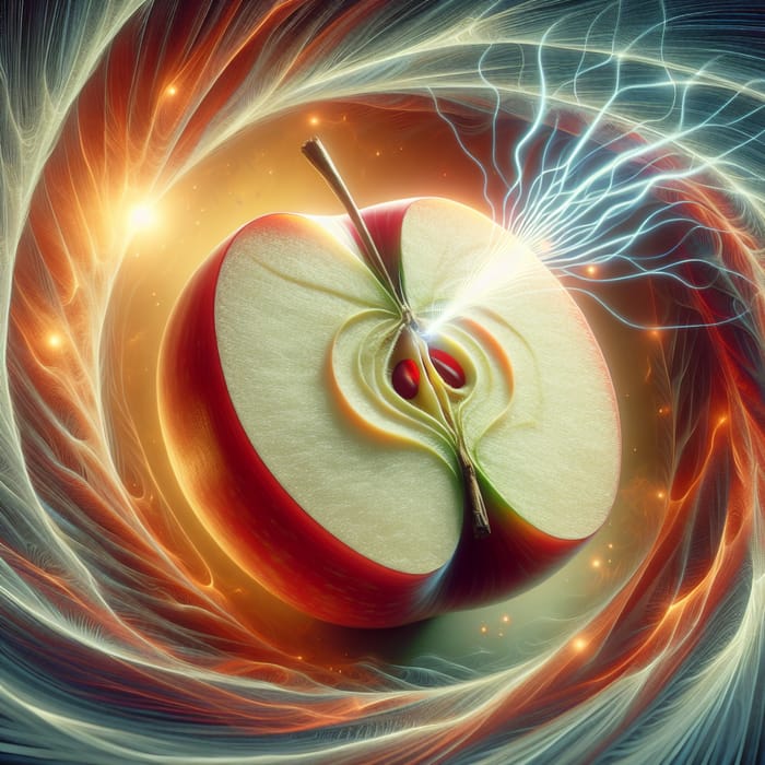 Surreal Apple Art with Electromagnetic Field