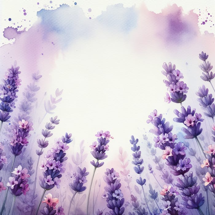 Wildflower Lavender Frame in Watercolor Style