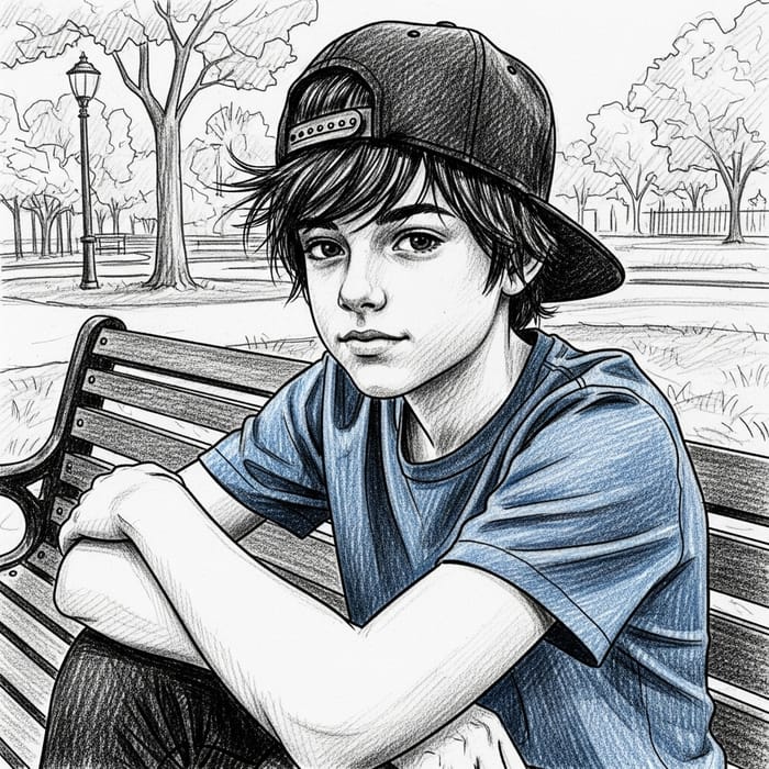 Sketch of a Boy in a Black Cap