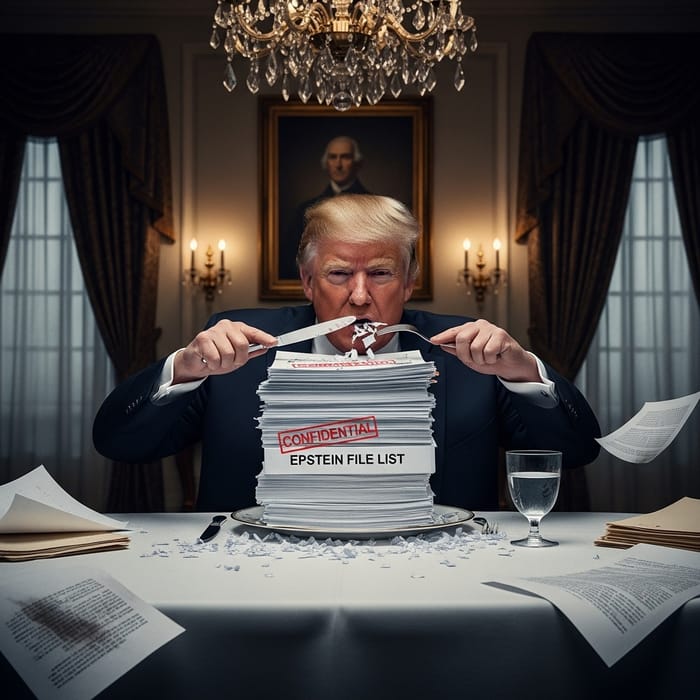 Trump Eating Epstein File List: Shocking Image