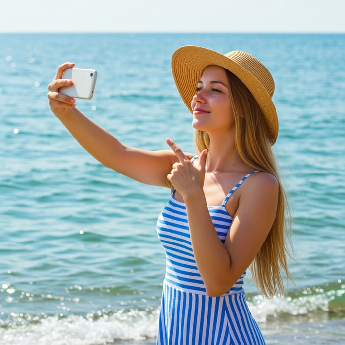 Stunning Selfie of a Woman by the Black Sea