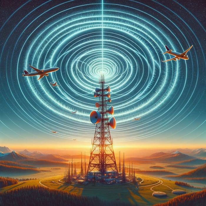 Majestic Antenna Waves Embracing Planes - Grand Signal Reach